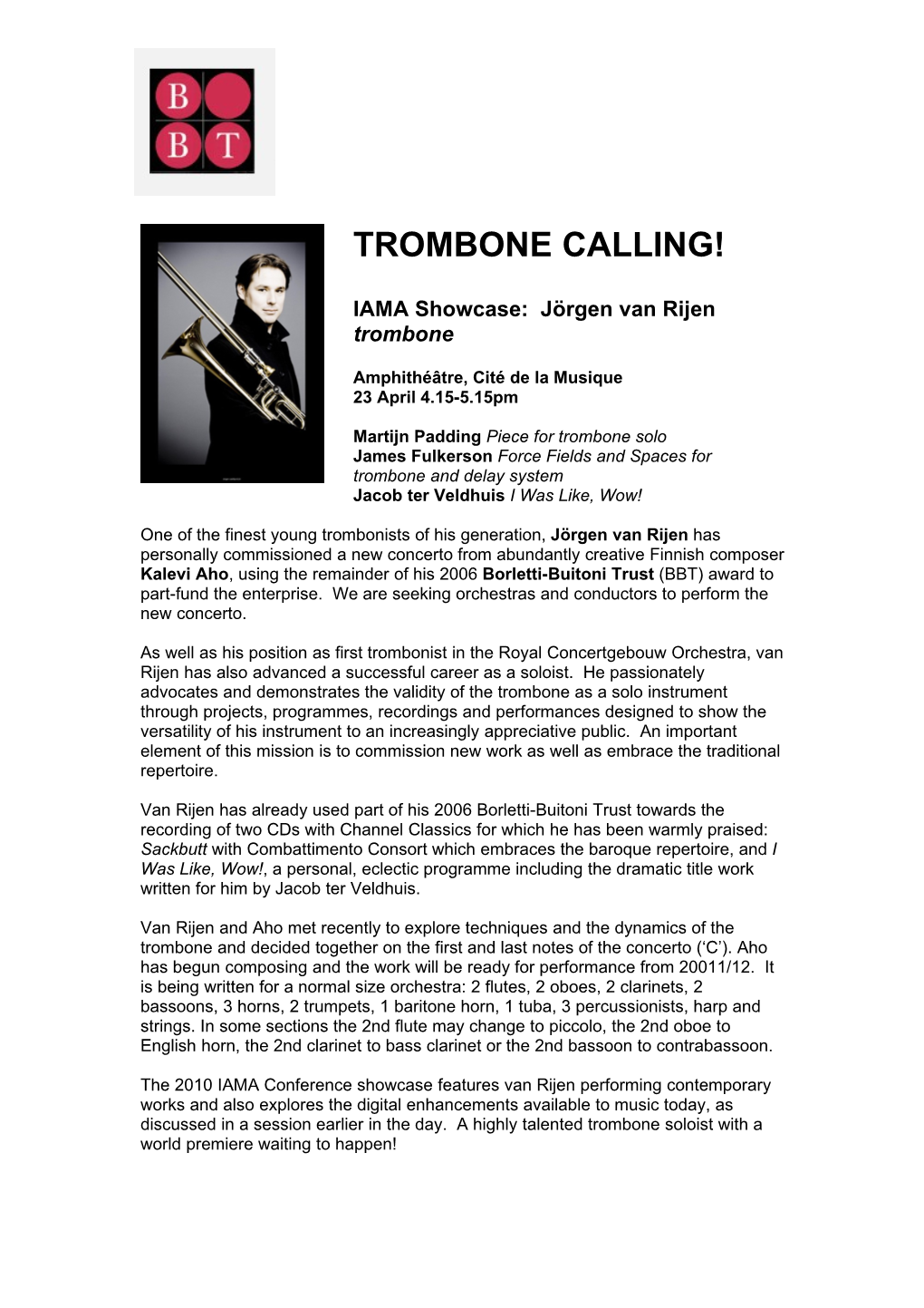 Trombone Calling!