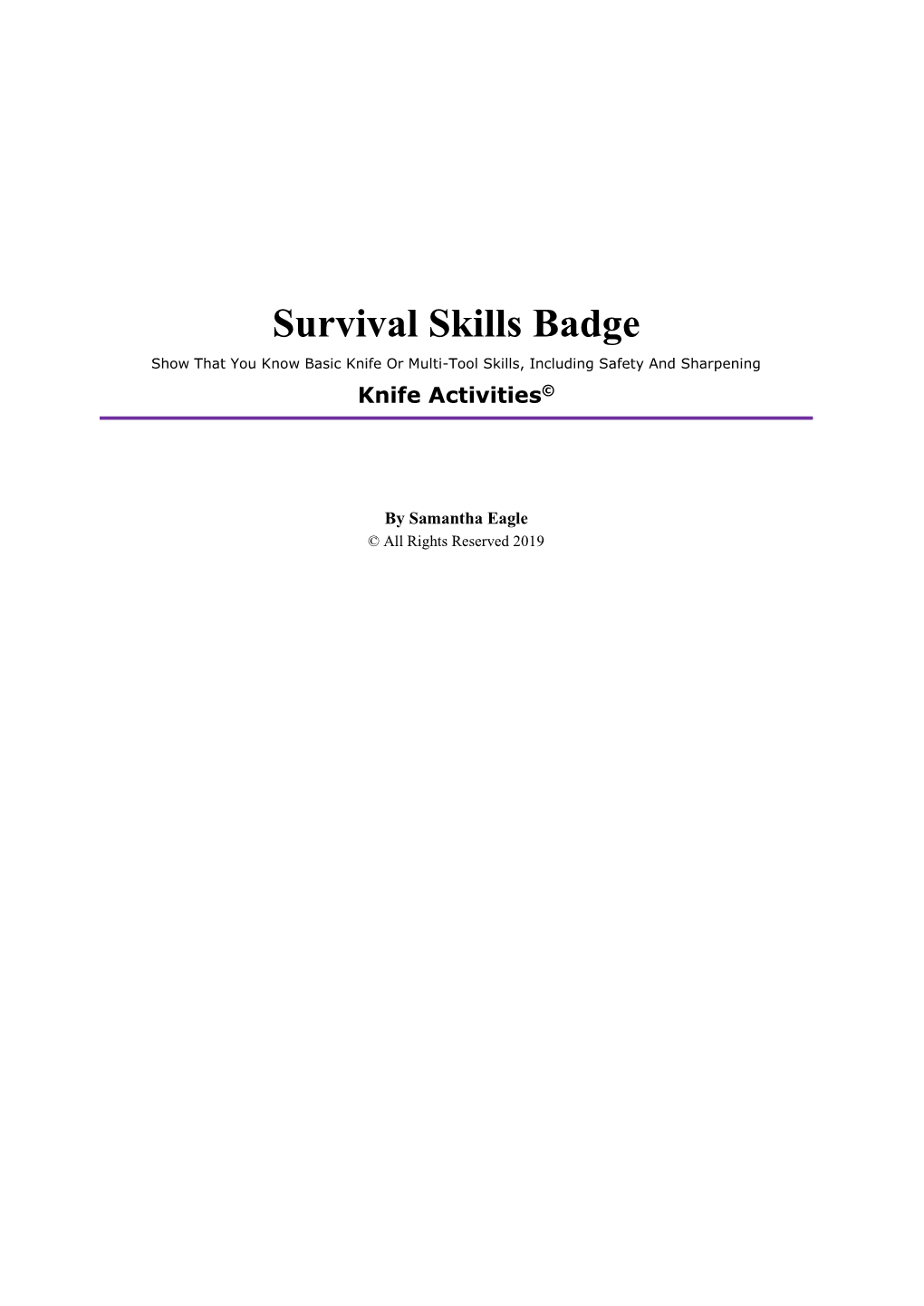 Scouts Survival Skills