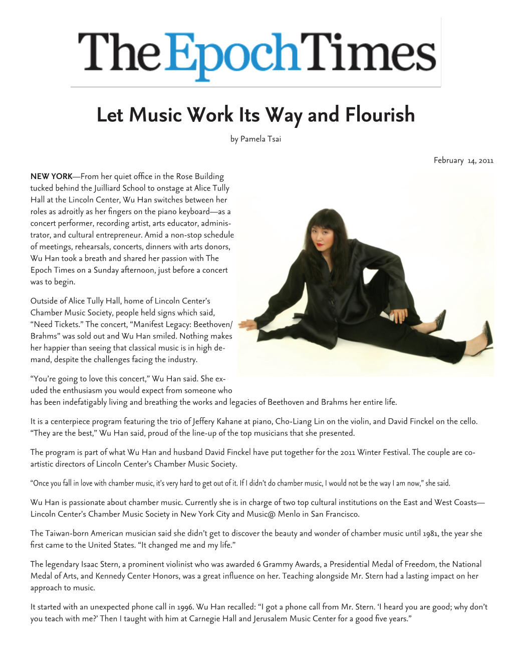 Let Music Work Its Way and Flourish by Pamela Tsai