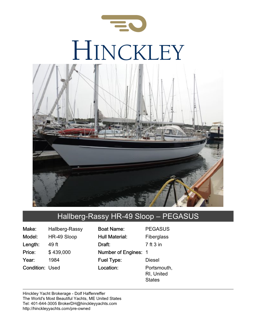 Hallberg-Rassy HR-49 Sloop – PEGASUS