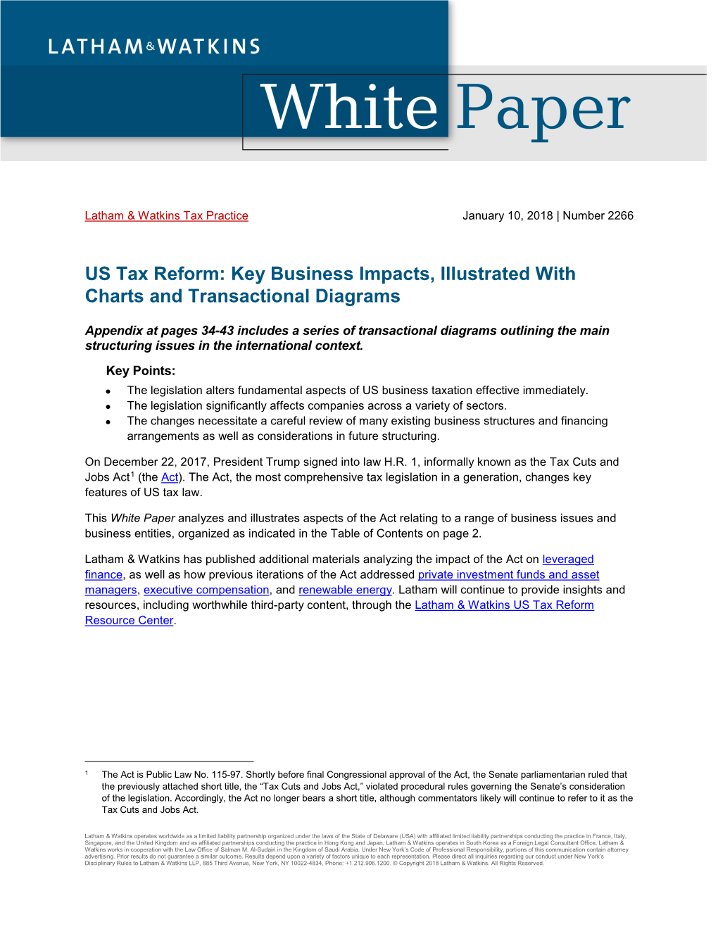 US Tax Reform: Key Business Impacts, Illustrated with Charts and Transactional Diagrams