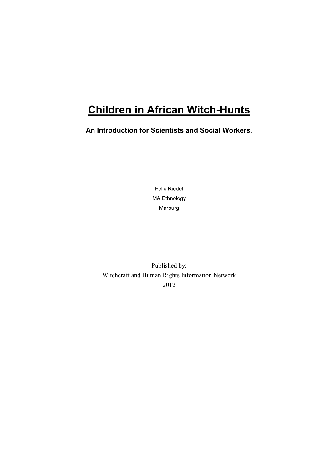 Children in African Witch-Hunts