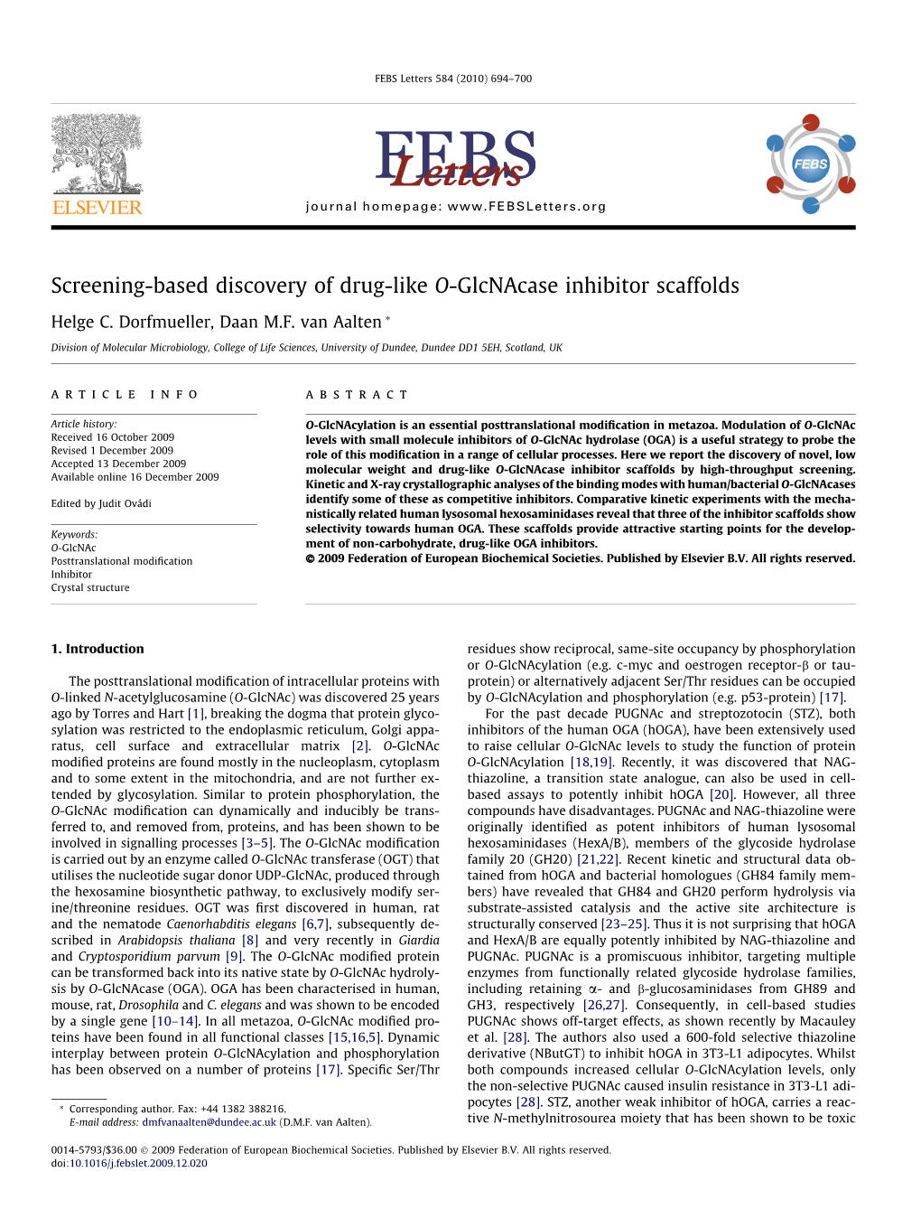 Screening-Based Discovery of Drug-Like O-Glcnacase Inhibitor Scaffolds