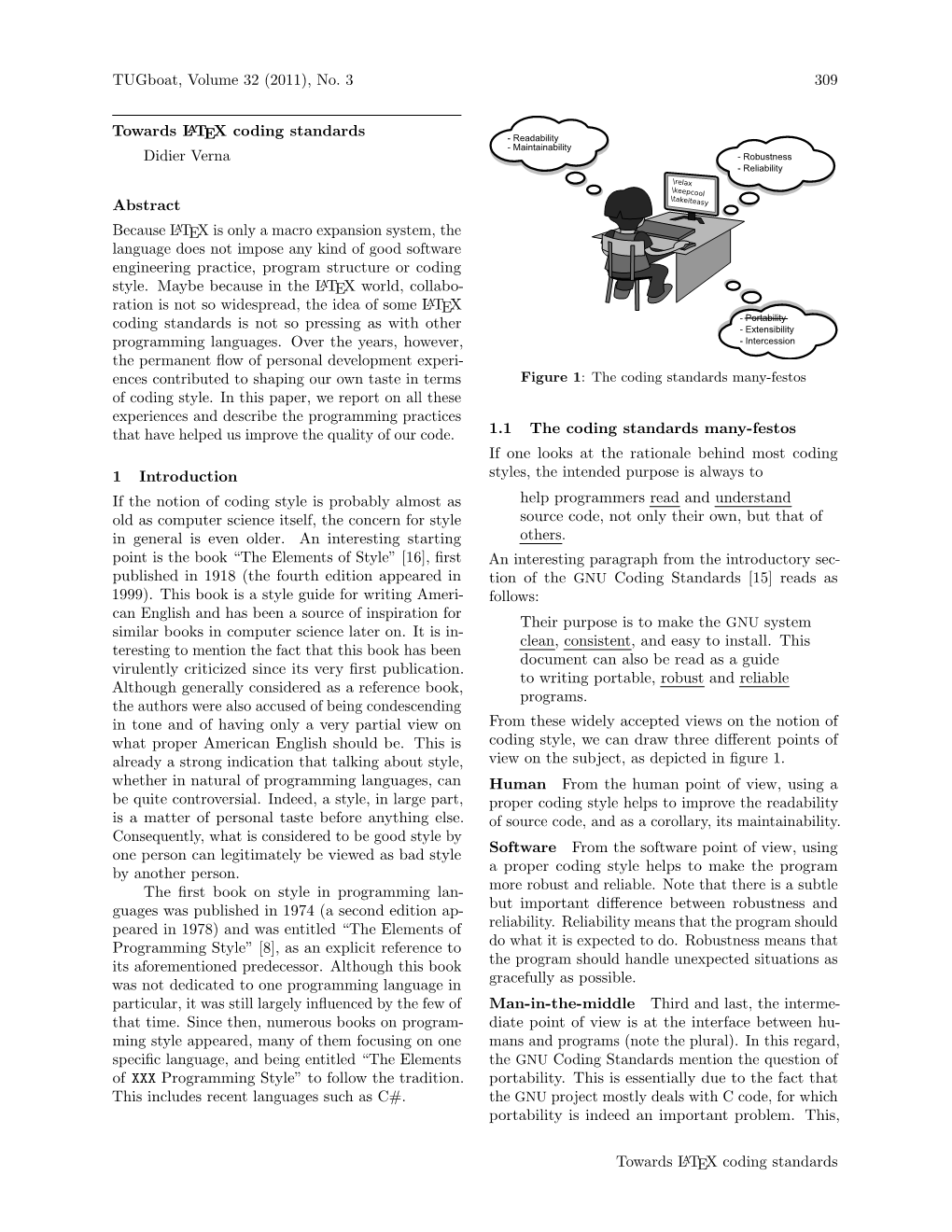 Towards LATEX Coding Standards 310 Tugboat, Volume 32 (2011), No