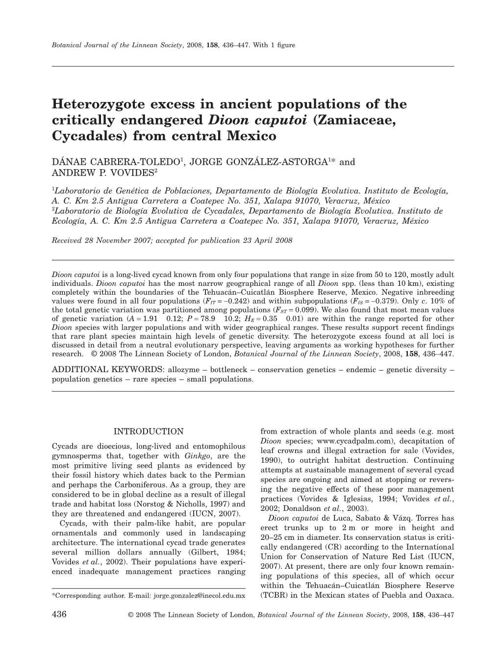 Botanical Journal of the Linnean Society, 2008, 158, 436–447