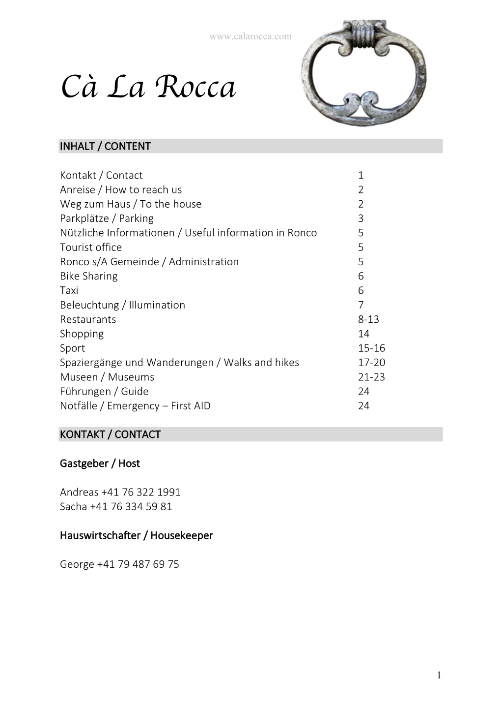 Broschüre Calarocca Mit Fahrplan