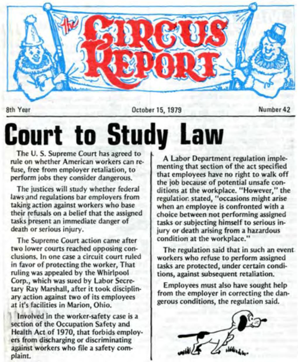 Circus Report, October 15, 1979, Vol. 8, No. 42