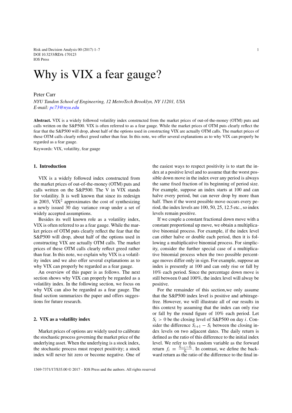 Why Is VIX a Fear Gauge?
