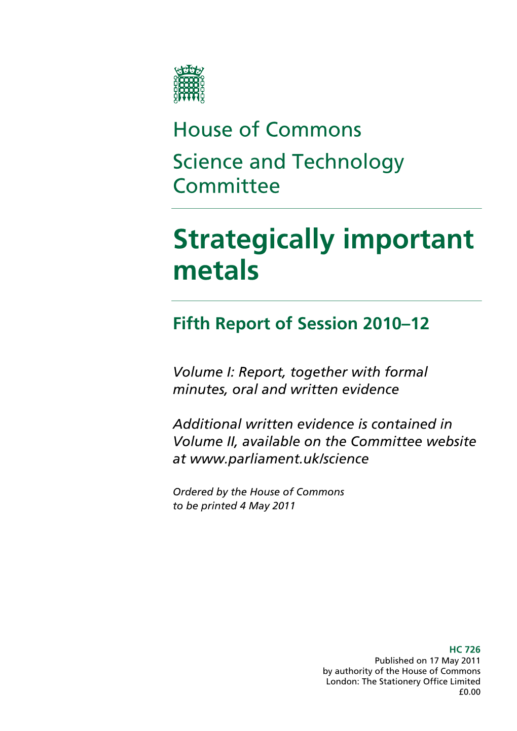 Strategically Important Metals