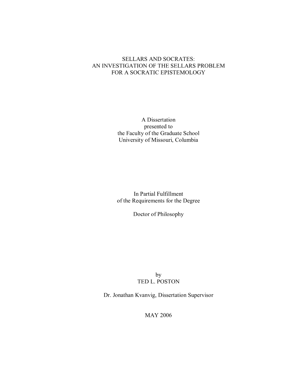 Sellars and Socrates: an Investigation of the Sellars Problem for a Socratic Epistemology