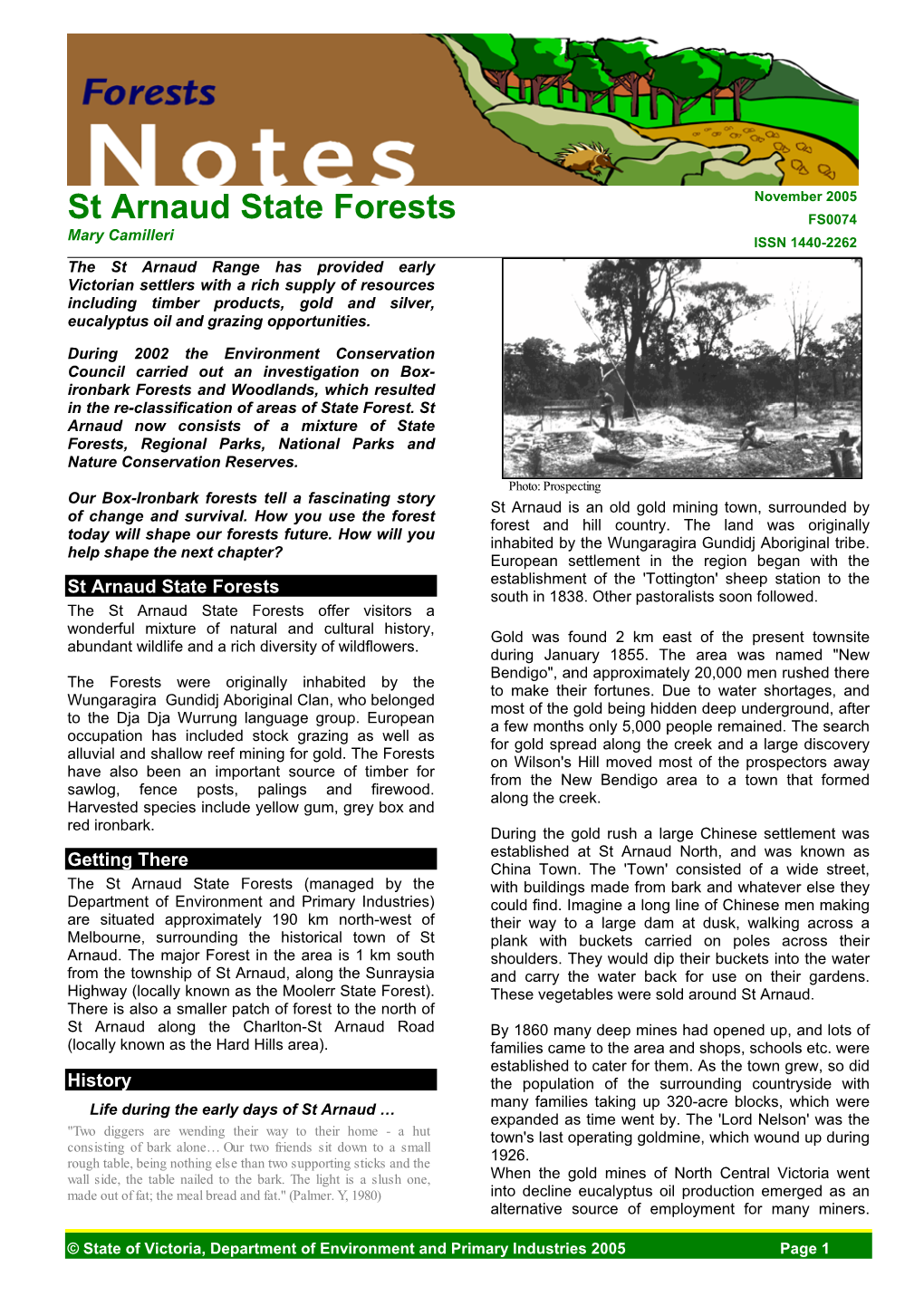 St Arnaud State Forests FS0074 Mary Camilleri ISSN 1440-2262