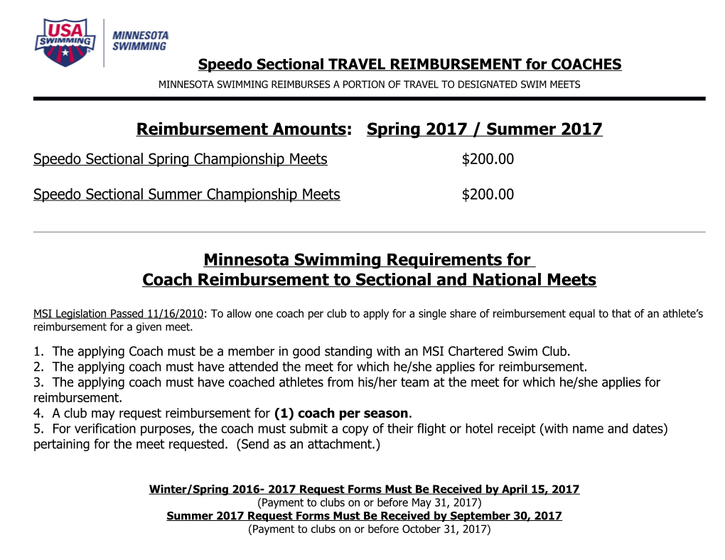 Minnesota Swimming Reimburses a Portion of Travel to Designated Swim Meets