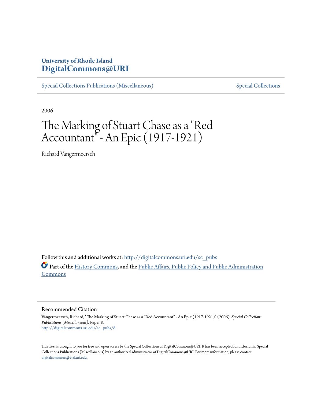 The Marking of Stuart Chase As a 