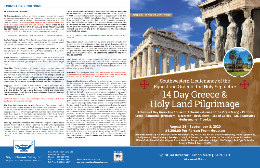 14 Day Greece & Holy Land Pilgrimage