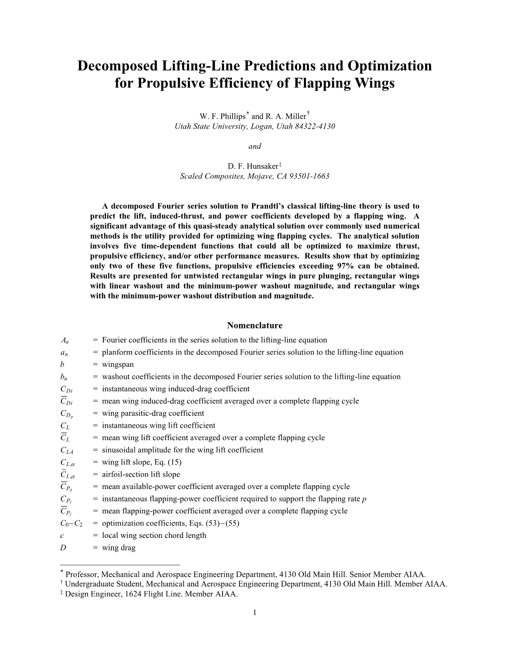 Decomposed Lifting-Line Predictions and Optimization for Propulsive Efficiency of Flapping Wings