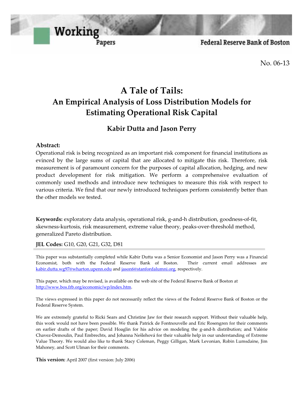 A Tale of Tails: an Empirical Analysis of Loss Distribution Models for Estimating Operational Risk Capital