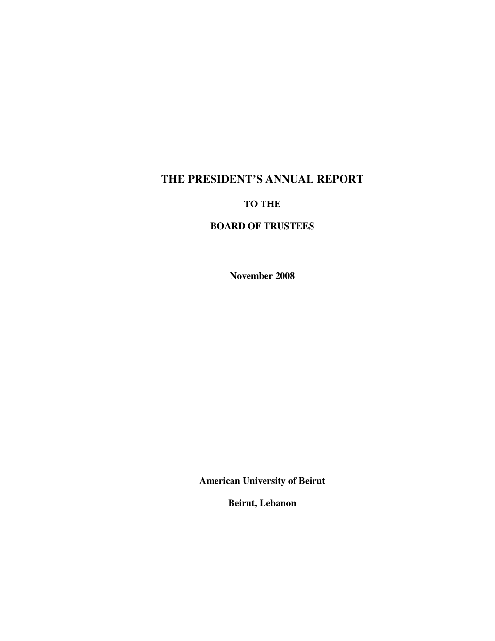 The President's Annual Report