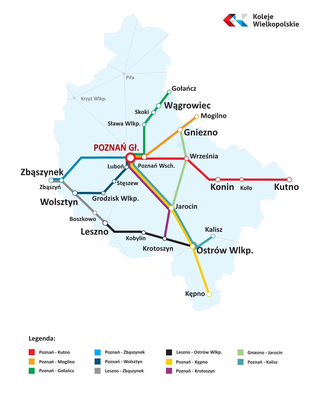 Zbąszynek Kutno Konin Koło Gniezno Wągrowiec POZNAŃ Gł. Wolsztyn