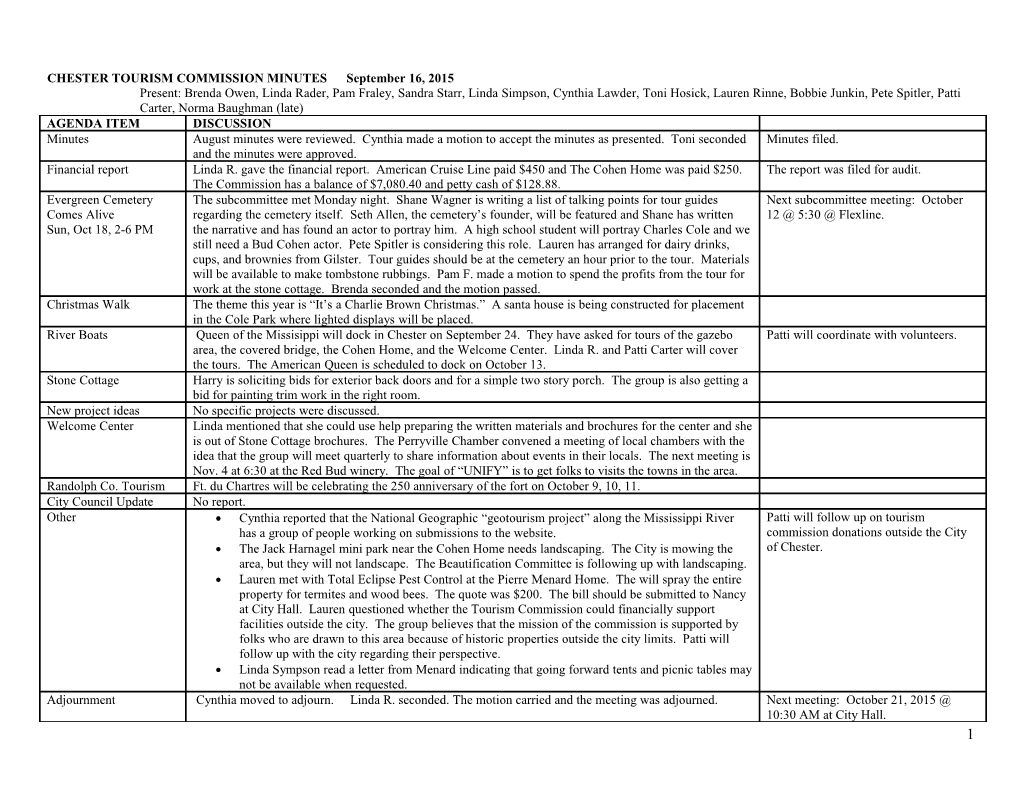 Chester Tourism Commission Minutes s1