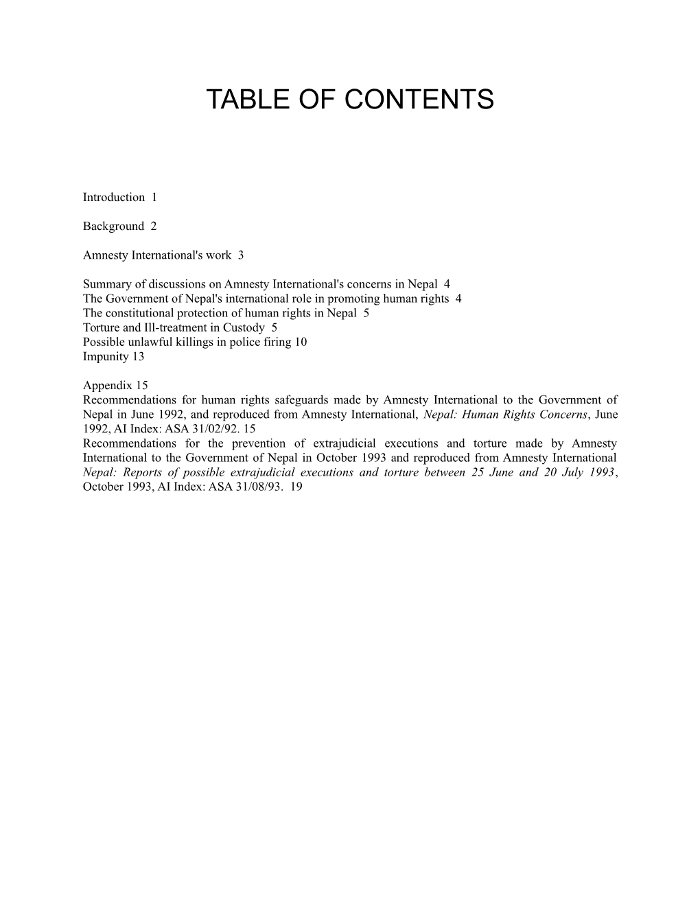 Table of Contents