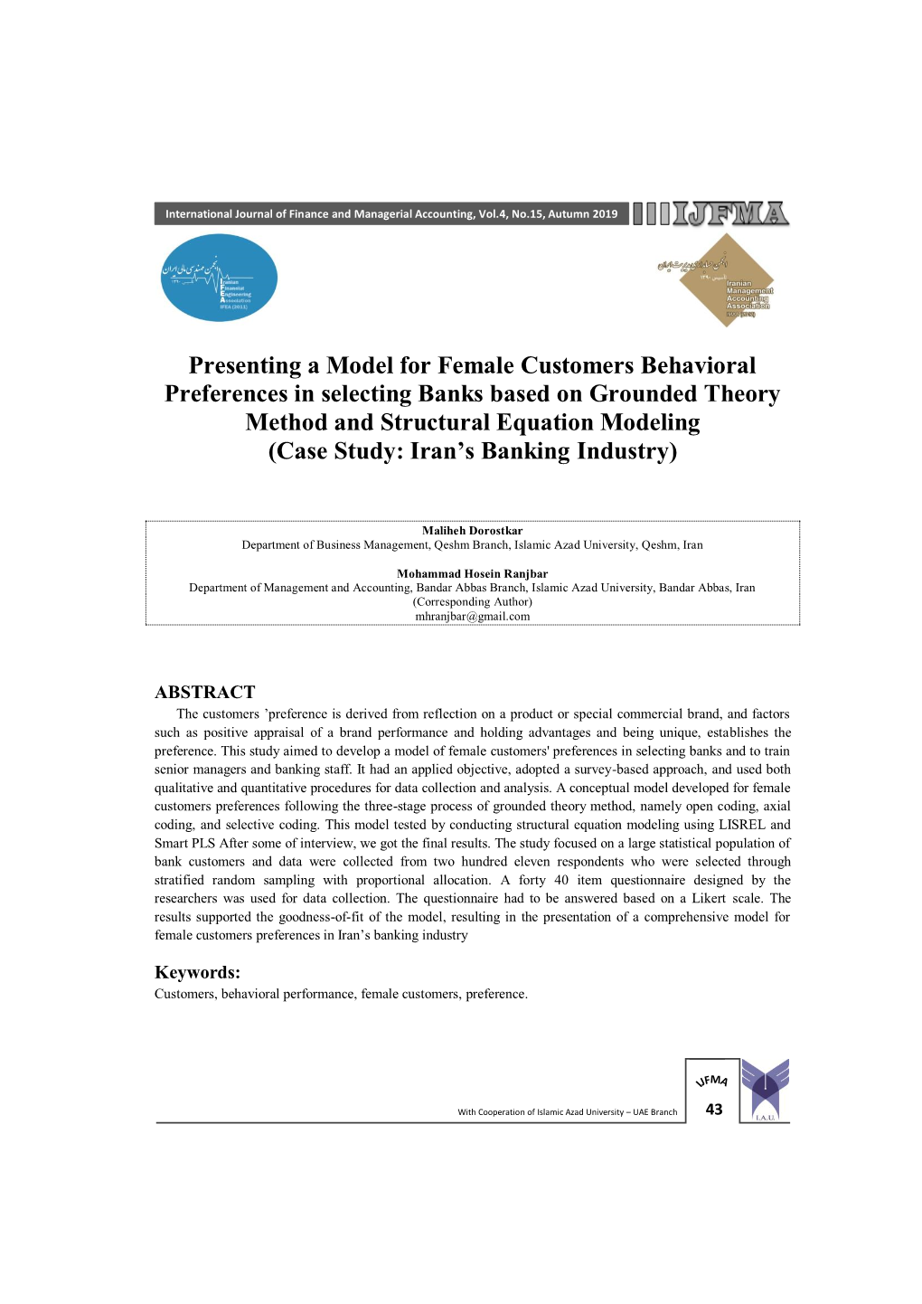 Presenting a Model for Female Customers Behavioral