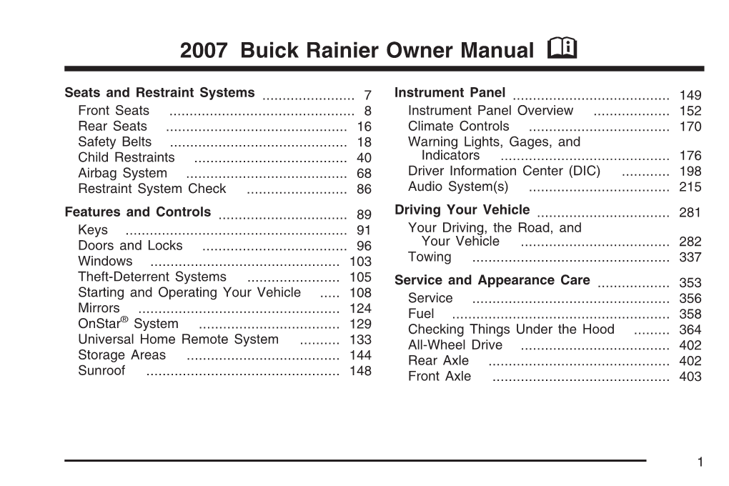 2007 Buick Rainier Owner Manual M