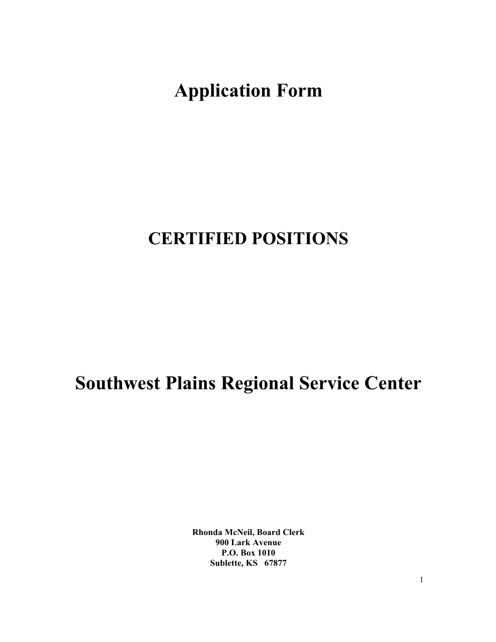 Southwest Plains Regional Service Center
