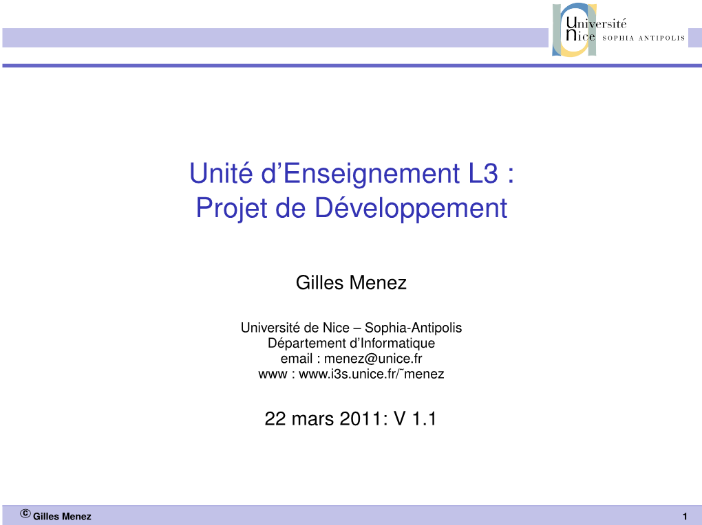 Unité D'enseignement L3