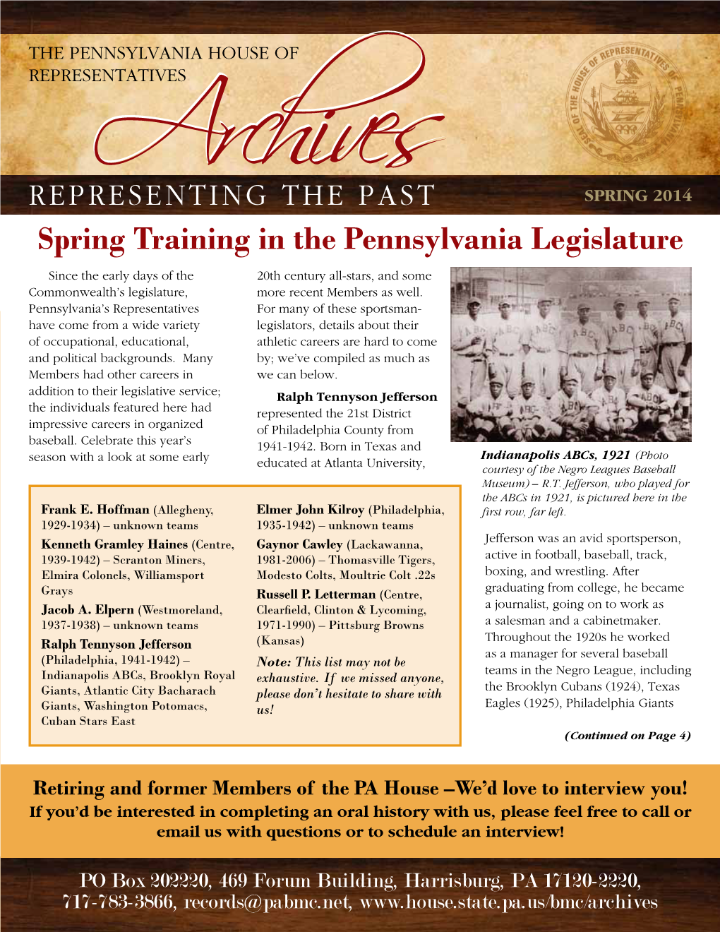 Spring Training in the Pennsylvania Legislature