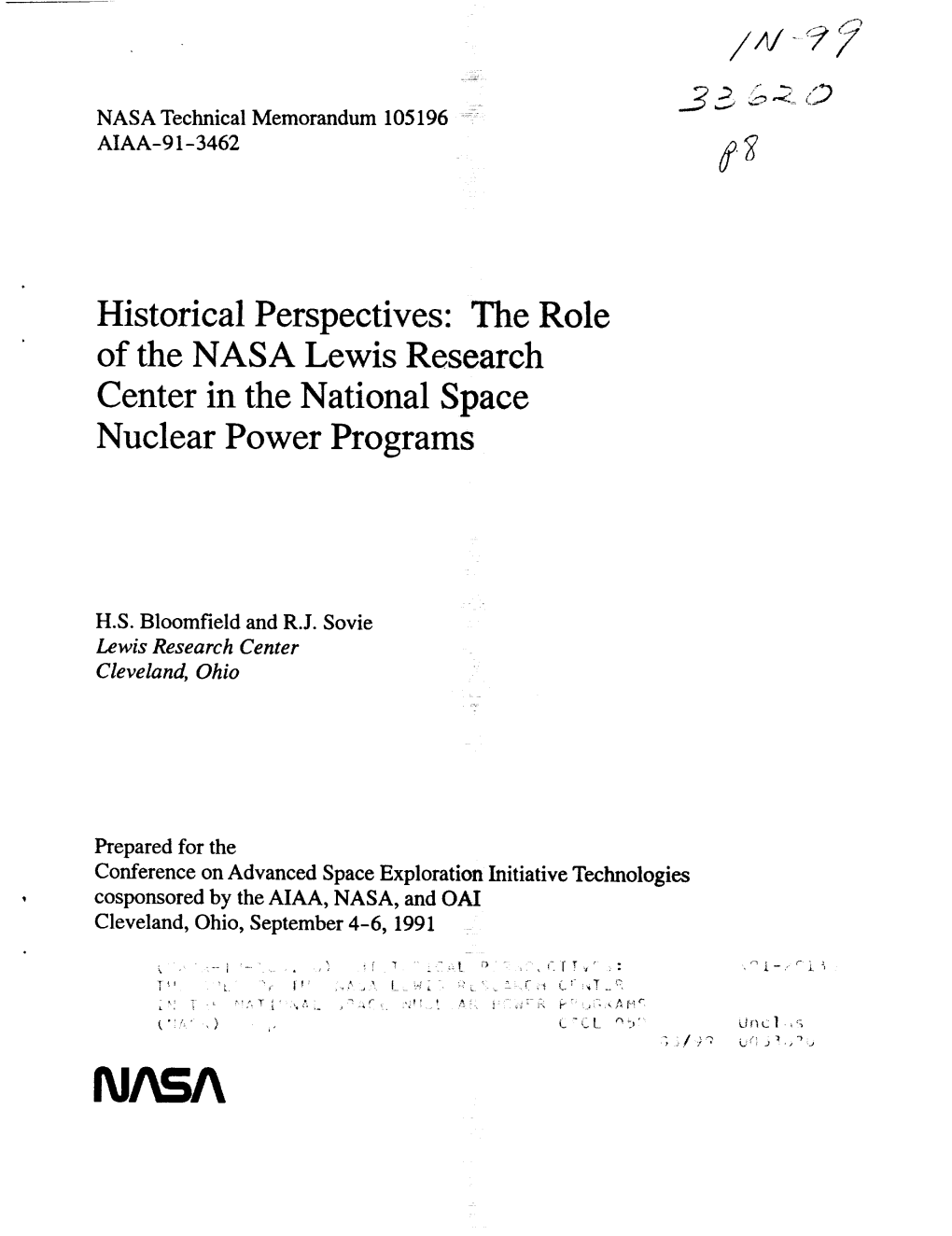 Historical Perspectives: the Role of the NASA Lewis Research Center in the National Space Nuclear Power Programs