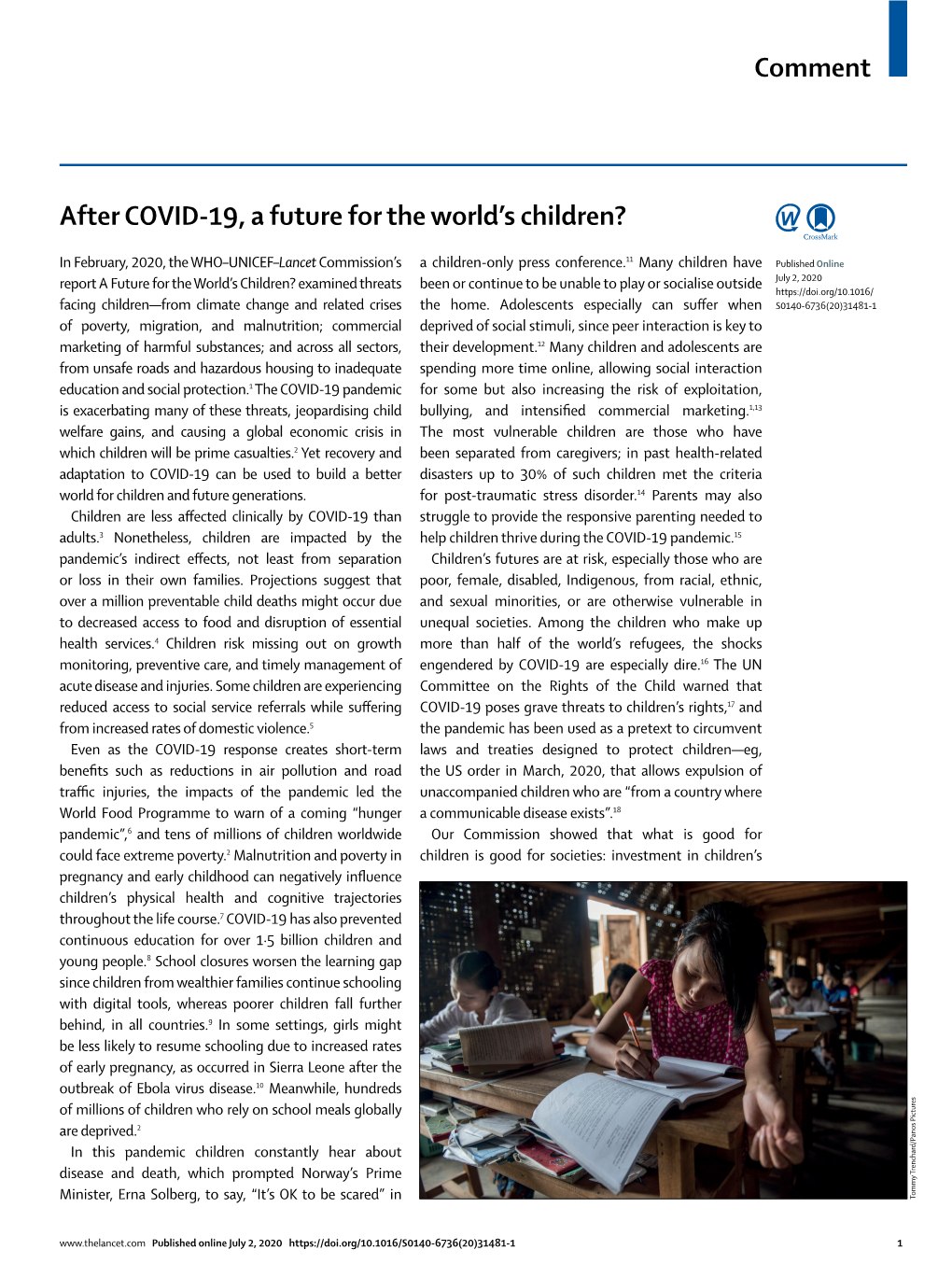 After COVID-19, a Future for the World's Children?