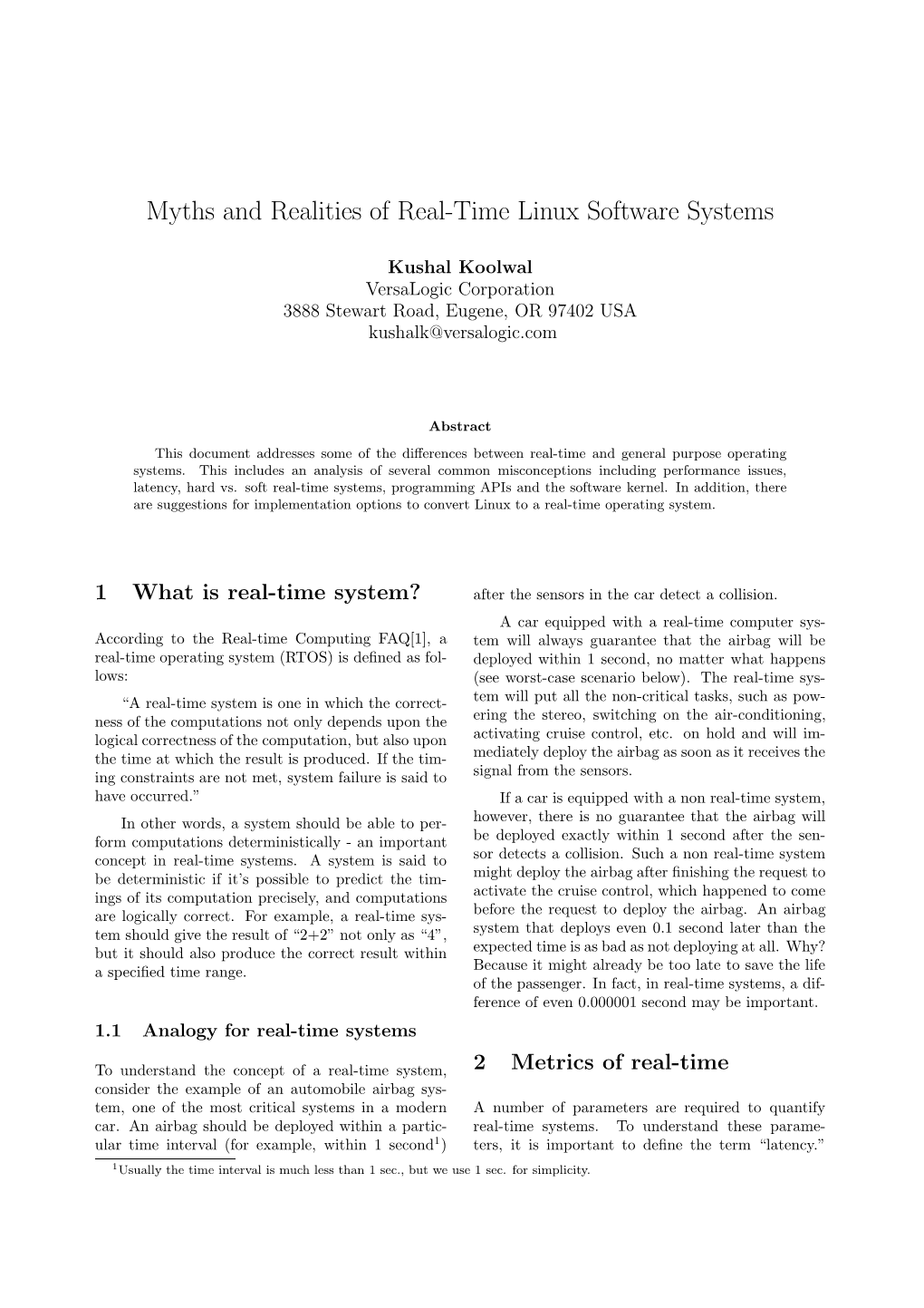 Myths and Realities of Real-Time Linux Software Systems