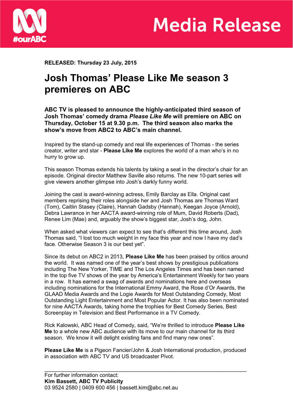 Josh Thomas' Please Like Me Season 3 Premieres On
