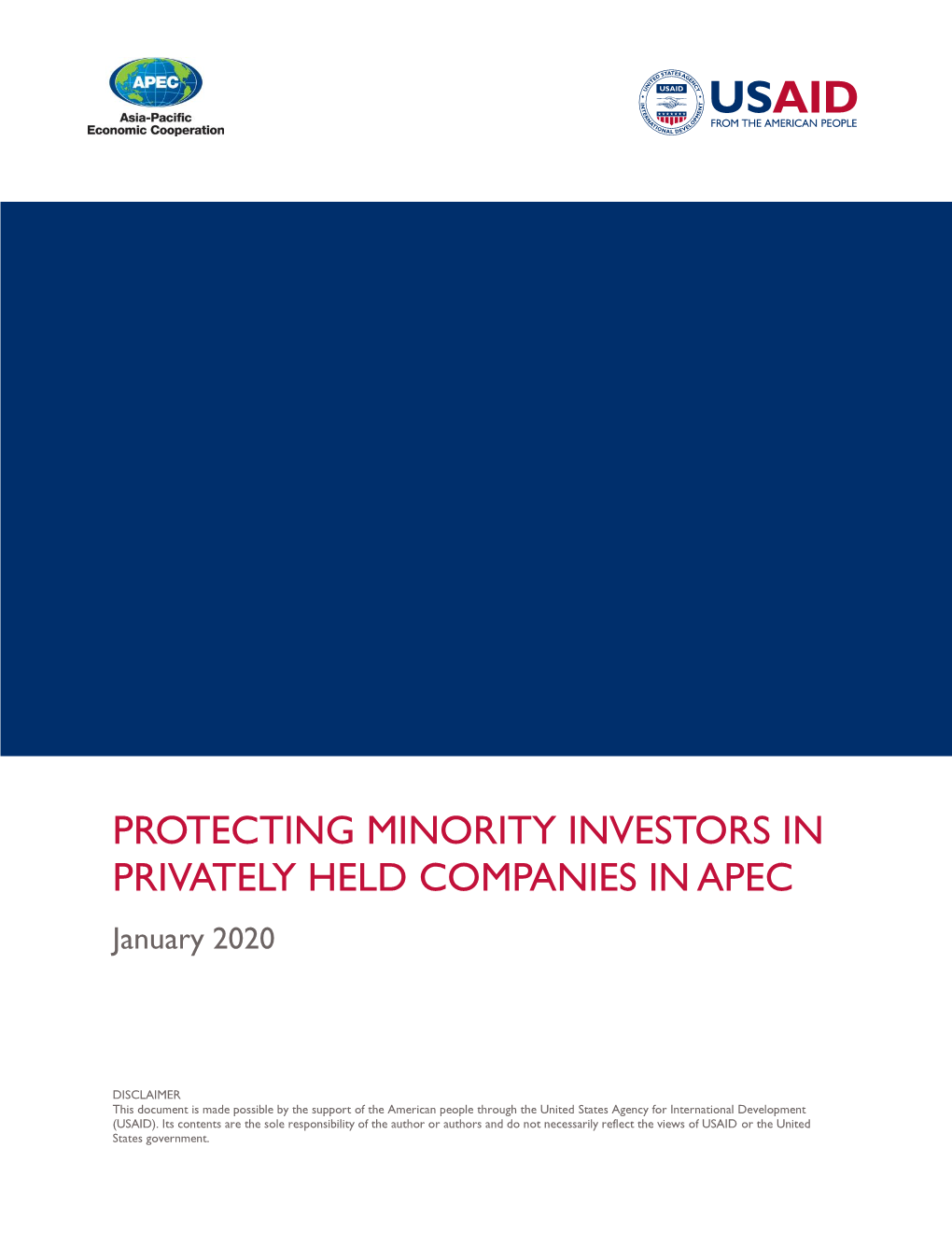 PROTECTING MINORITY INVESTORS in PRIVATELY HELD COMPANIES in APEC January 2020