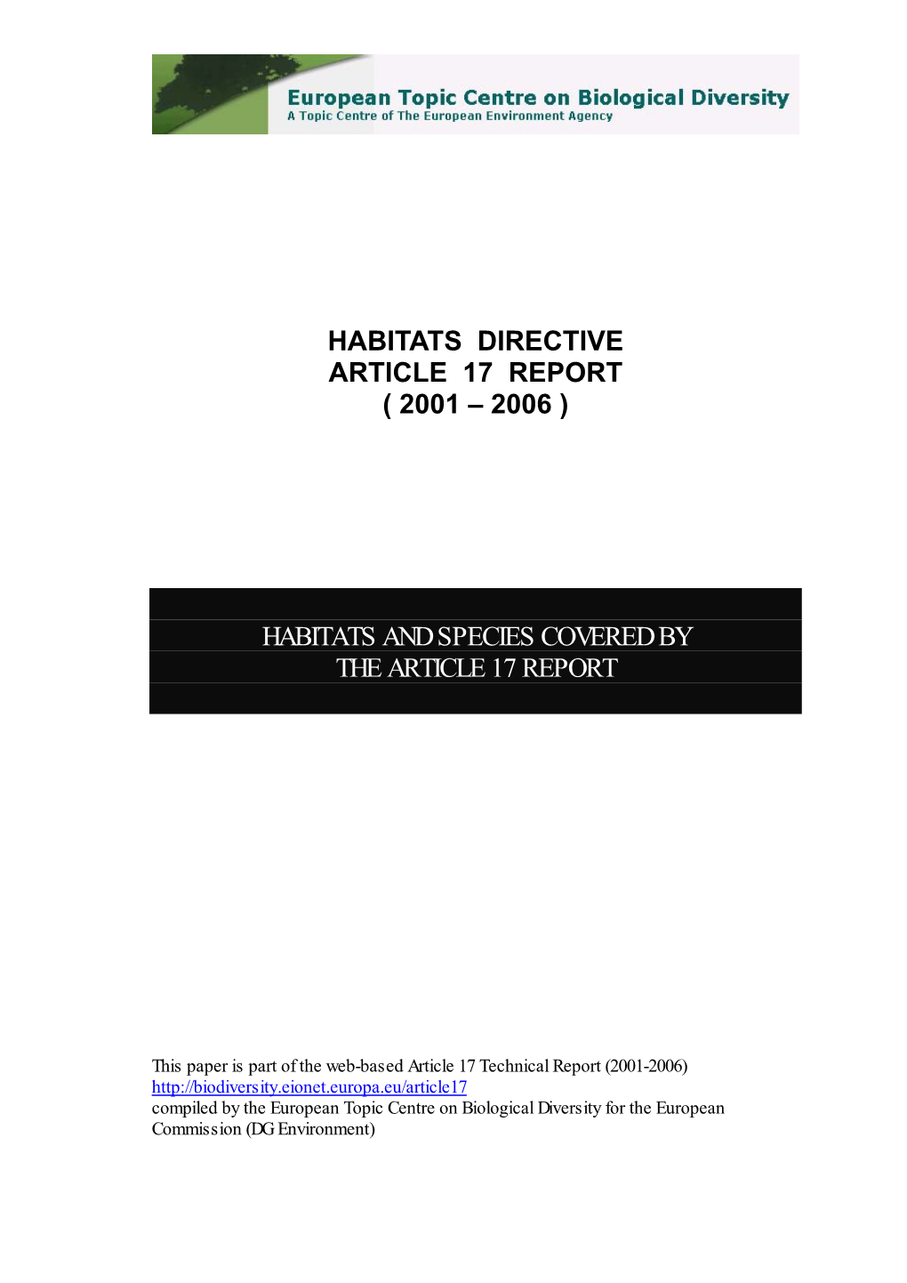 Habitats and Species Covered by the Article 17 Report