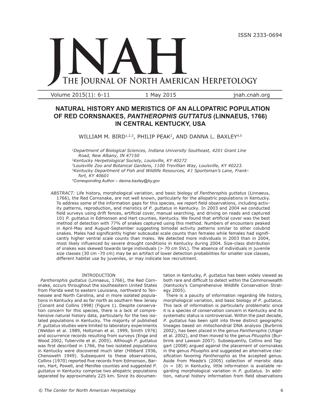 The Journal of North American Herpetology