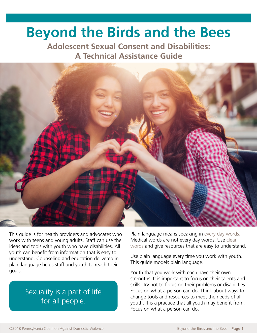 Beyond the Birds and the Bees Adolescent Sexual Consent and Disabilities: a Technical Assistance Guide