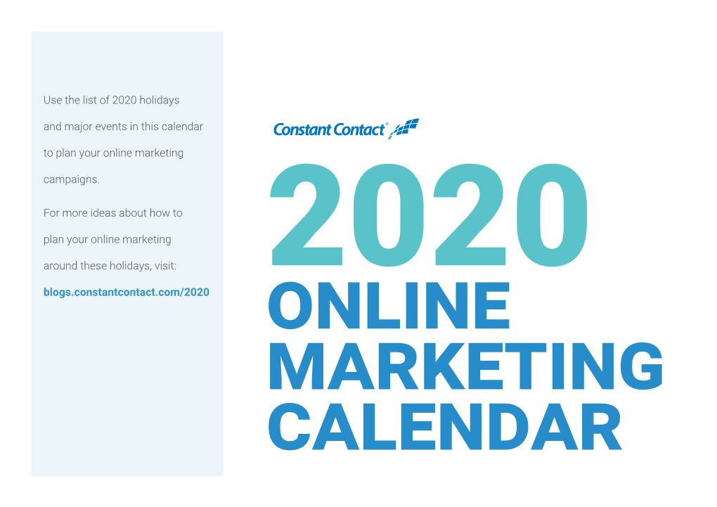 Constant Contact, 2020 Online Marketing Calendar