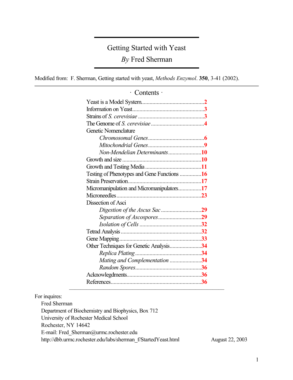 Getting Started with Yeast by Fred Sherman