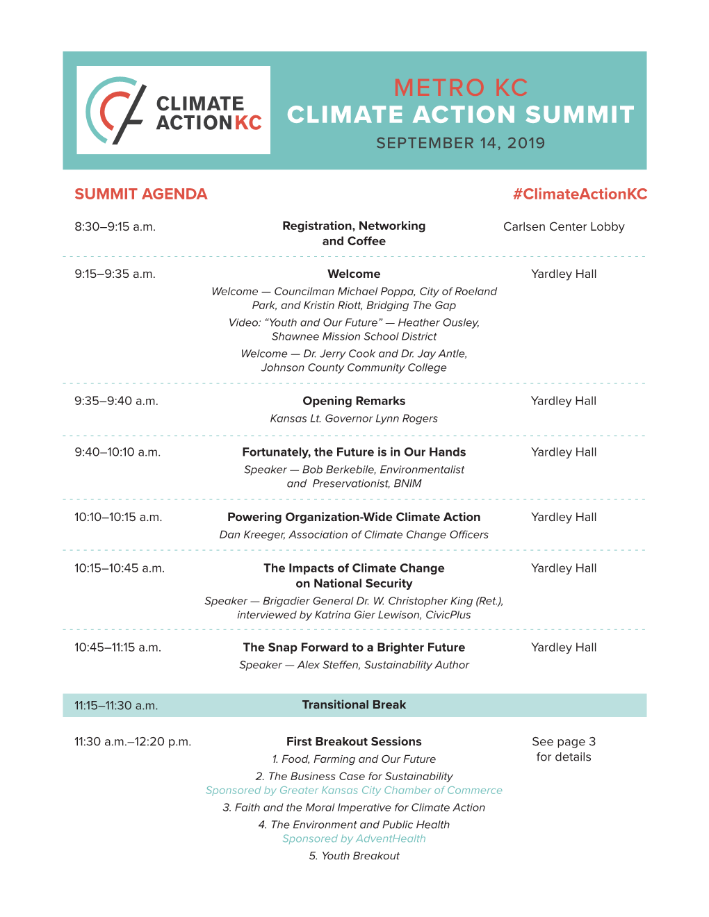 Climate Action Summit Metro Kc