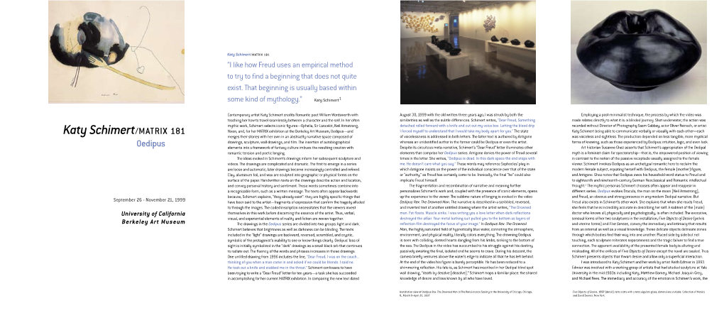 Katy Schimert/MATRIX 181 “I Like How Freud Uses an Empirical Method to Try to Find a Beginning That Does Not Quite Exist