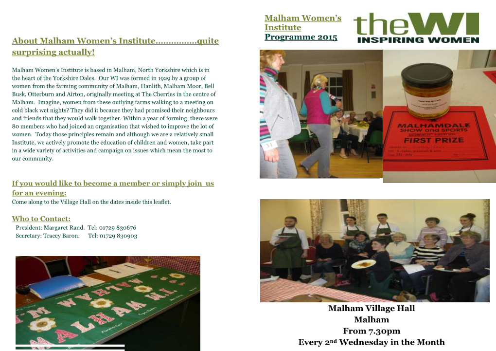 About Malham Women's Institute……………