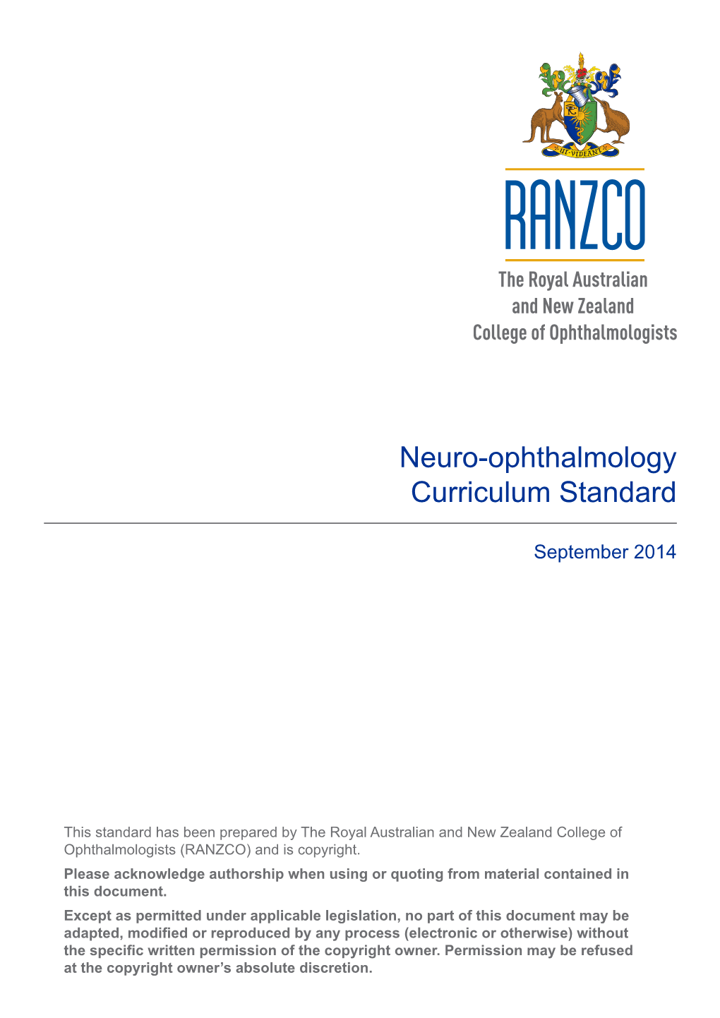 Neuro-Ophthalmology Curriculum Standard