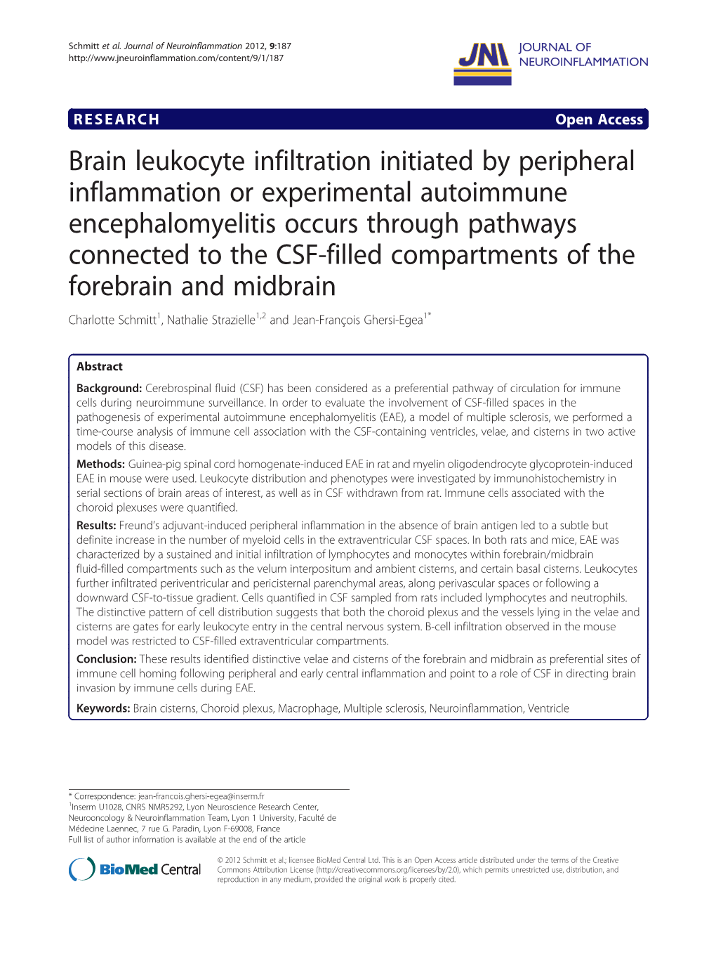 Brain Leukocyte Infiltration Initiated by Peripheral Inflammation Or Experimental Autoimmune Encephalomyelitis Occurs Through Pa