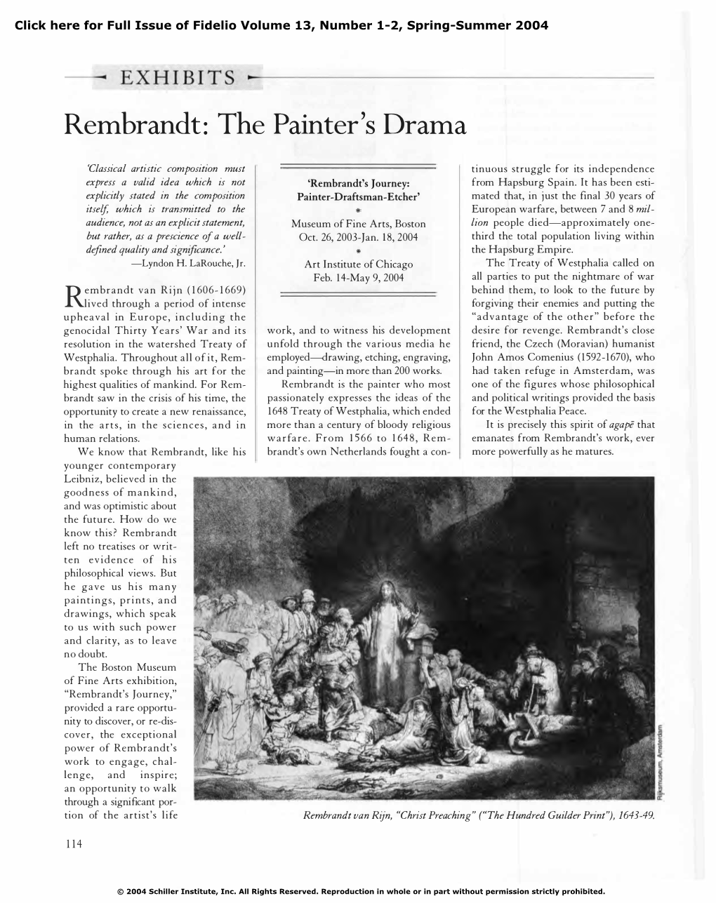 Rembrandt: the Painter's Drama