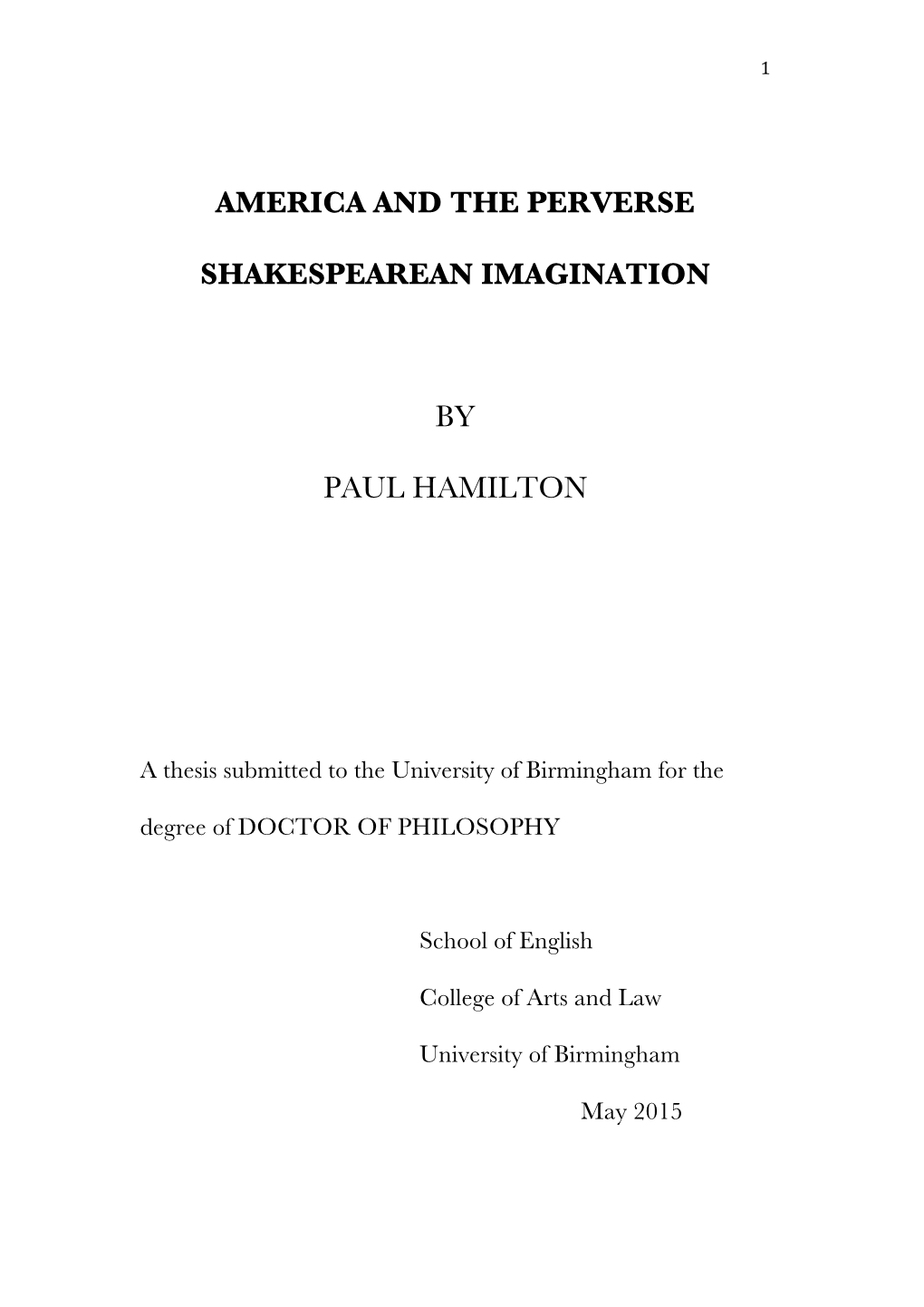 America and the Perverse Shakespearean Imagination