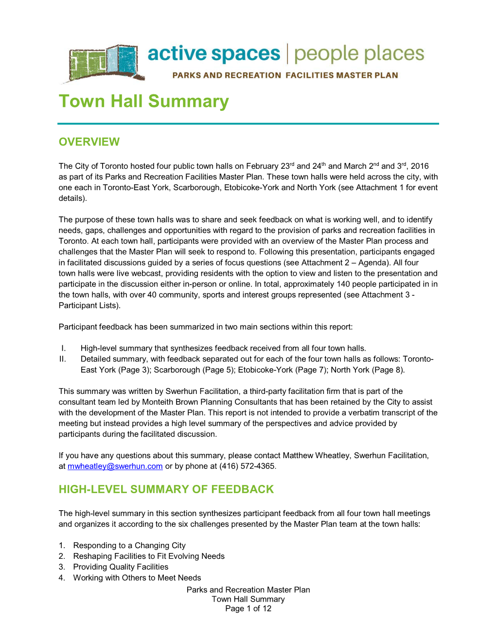 Town Hall Summary