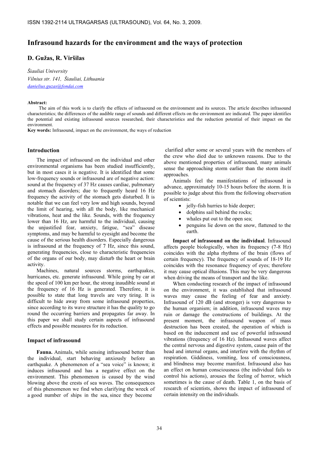 Infrasound Hazards for the Environment and the Ways of Protection