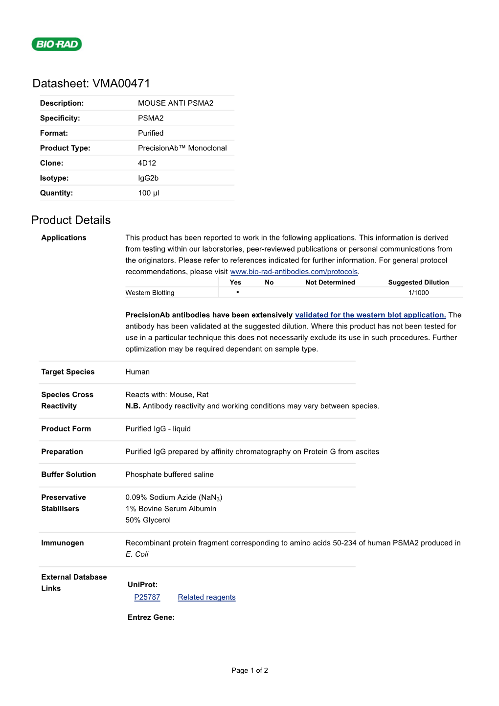 Datasheet: VMA00471 Product Details