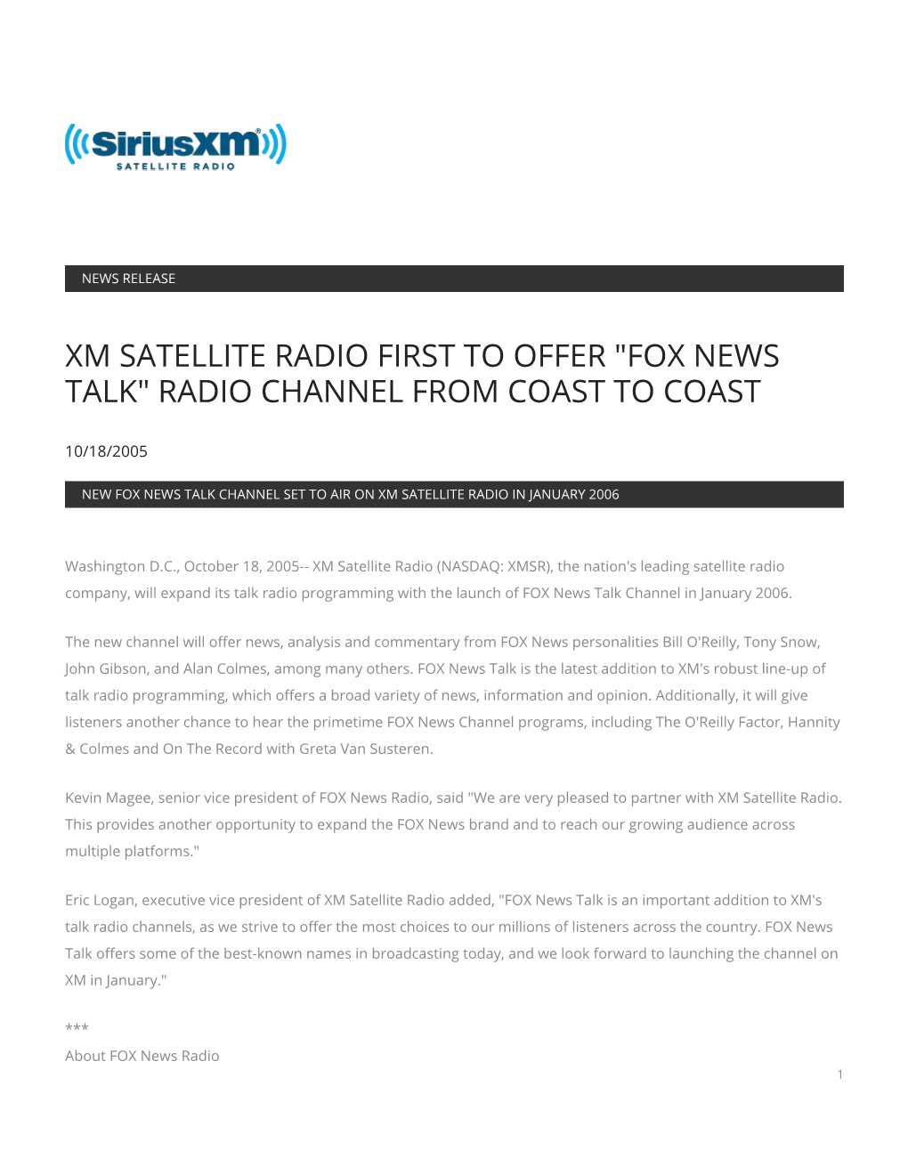 Xm Satellite Radio First to Offer 